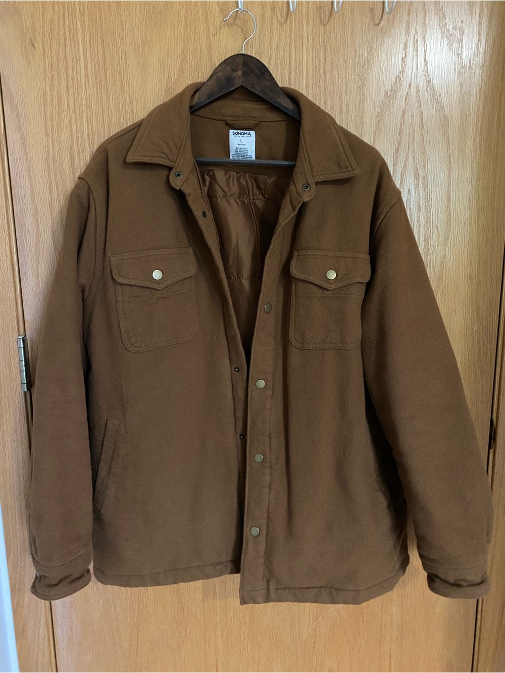 Sonoma Men's Chest-Pocket Brown Shirt Jacket
